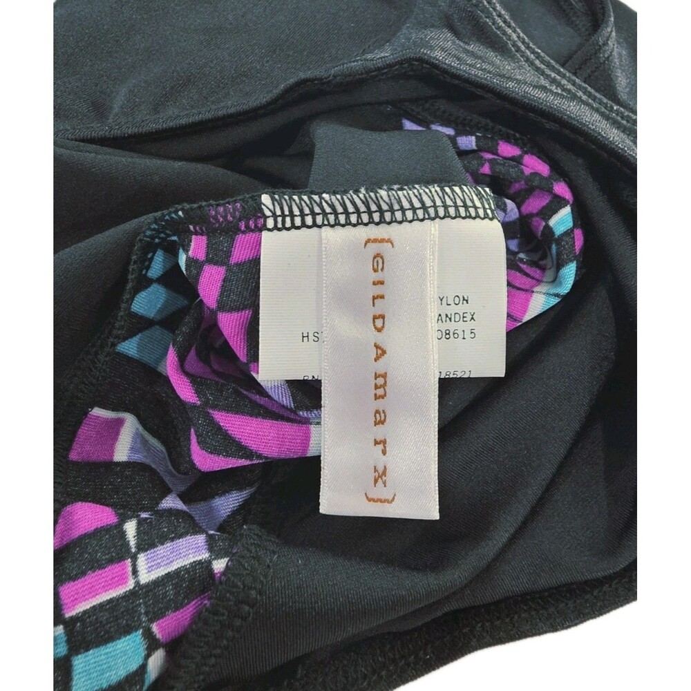 Gilda Marx VTG High Neck Keyhole Geometric Tank Leotard AXS Adult XS (Y/J) Black - Picture 8 of 15
